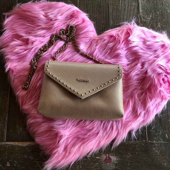 Valentino by Mario Valentino Taupe Studded Shoulder Bag - Picture 1 of 11